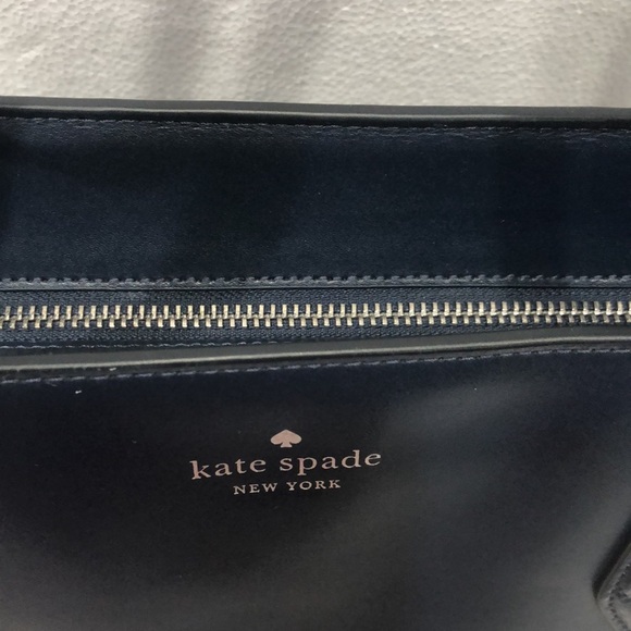 Kate Spade Navy Blue Leather Tote EUC - Picture 4 of 13
